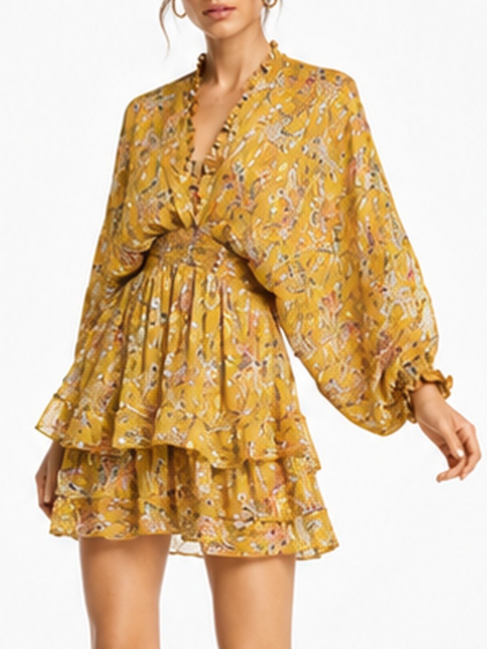 NWT The Kooples Feuille D’Or Silk Blend Mini Dress
